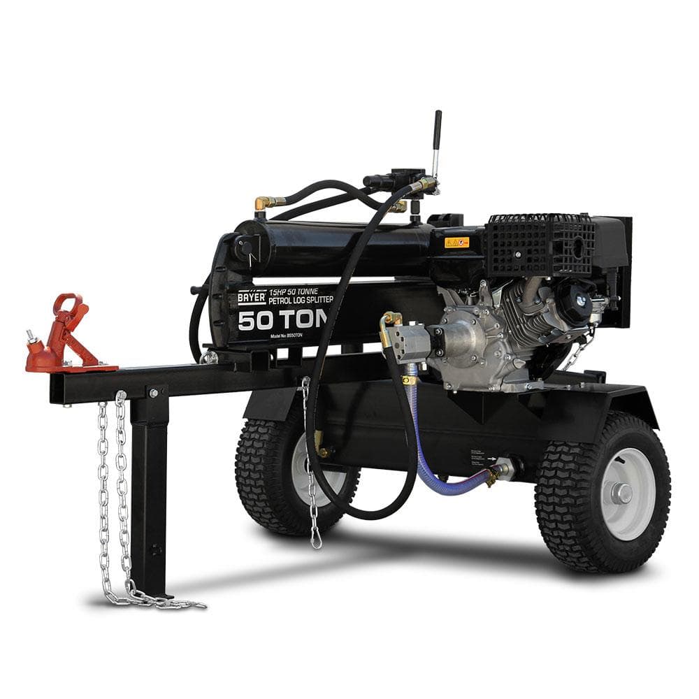 Bayer 50-tonne log splitter - side angle