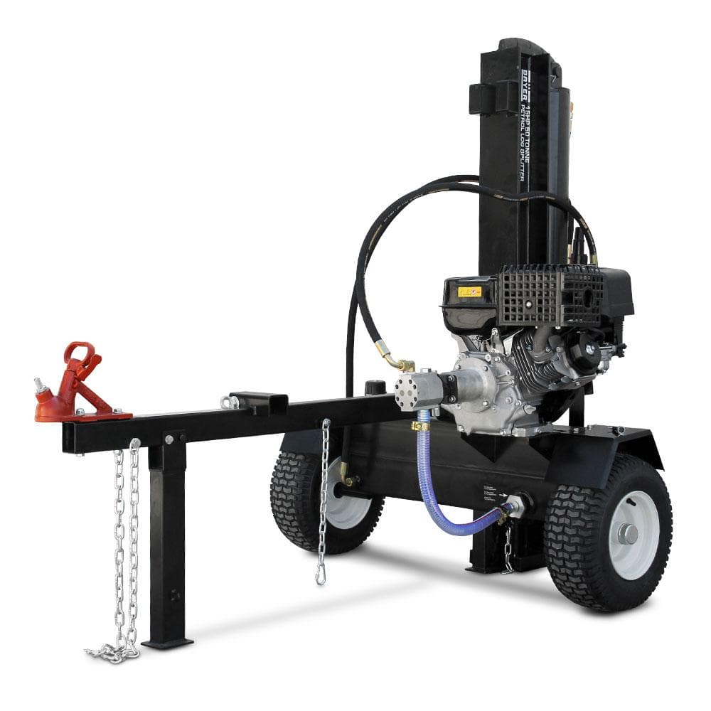 Log splitter in vertical position